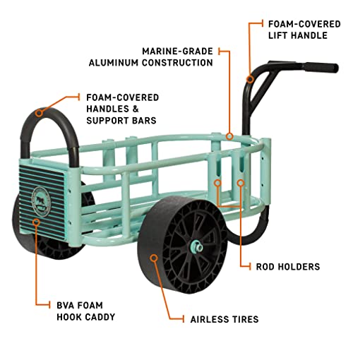 BOTE Mule Fishing Cart, Marine Grade Aluminum, Rod Holder, Universal Beach Wagon, Transportation System, Supreme Durability & Performance, Utility Cargo
