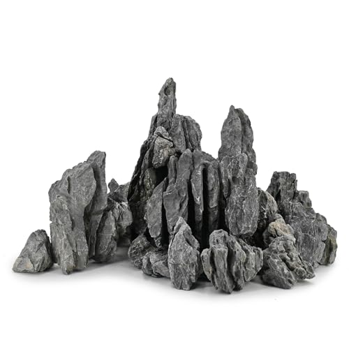 Unocho Seiryu Stone Aquarium Rocks 40lb Natural Fish Tank Rocks for Aquascaping Garden Landscaping Decoration Paludarium Amphibian Enclosures(3-12 Inches) - size: 40LB(3-12 inches)