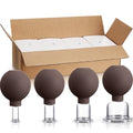 BBTO 4 Pcs Glass Facial Cupping Set Silicone Vacuum Suction Massage Cups Skin Tightening Therapy for Face Body Eyes Back Shoulder Pain(Brown) - color: Brown