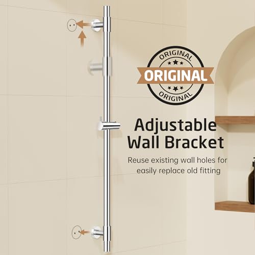 KES Shower Slider Bar 40 Inches with Adjustable Handheld Shower Head Holder for Bathroom Screw Mounted, SUS 304 Stainless Steel Polished Finish, F209S100DG-PS - color: Polished Finish, style: 39.9-Inch+Drill Mounted