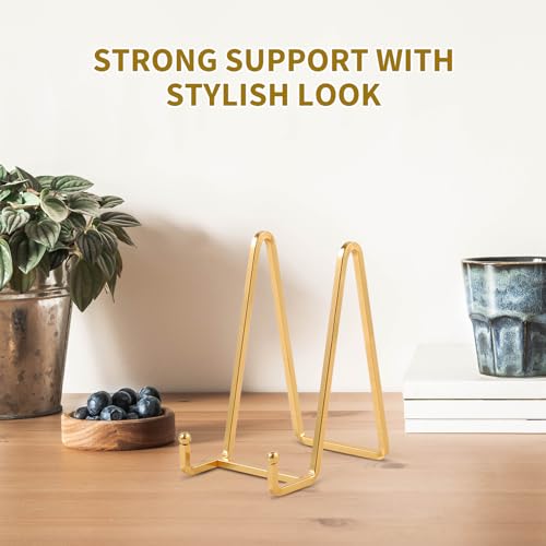 Plate Holder Easel Display Stand - 6 inch Metal Plate Stands for Display - Tabletop Picture Stand - Gold Iron Easels for Display Pictures | Photo Frames | Book | Decorative Plates | Plaque - 2 Pack - size: 6 inch-2