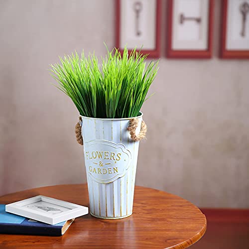 XLFAQXM 8 Pack Artificial Plants Flowers Grass Shrubs No Fade Faux Plastic Flowers Outdoor for Farmhouse Garden Porch Patio Indoor Wedding Decoration Greenery Fake Plants uv Resistant (3#Green) - color: 3#green