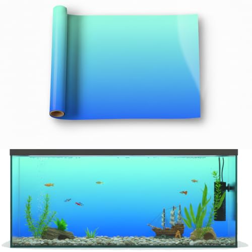 Aquarium Background - Static Cling Fish Tank Sticker - Cyan Blue Gradient | Easy Install for Glass Tanks, No Residue, Reusable 60 x 30 cm / (24 x 12 inches) - color: Cyan Blue, size: 24 x 12 inches