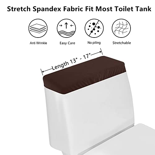 Toilet Tank Lid Cover, Bathroom Stretch Washable Spandex Toilet Tank Protector Cover with Elastic Bottom, Coffee - color: Coffee