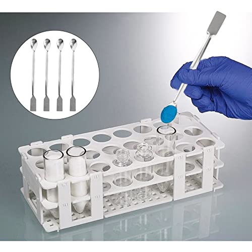Piutouyar 10 Pcs 2 in 1 Double Ended Lab Spoon Micro Lab Spatula Stainless Steel Lab Scoop Square & Flat Spoon End for Reagent Sampling, Mixing, Measuring - size: 2 in 1 Double Ended Lab Spoon
