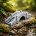 Miniature Retro Stone Bridge Figurine - 1:12 Scale Dollhouse Accessories for Micro Landscape - Realistic Arch Bridge for Zen Garden & Aquarium Decor - 3D Printed Desktop Model