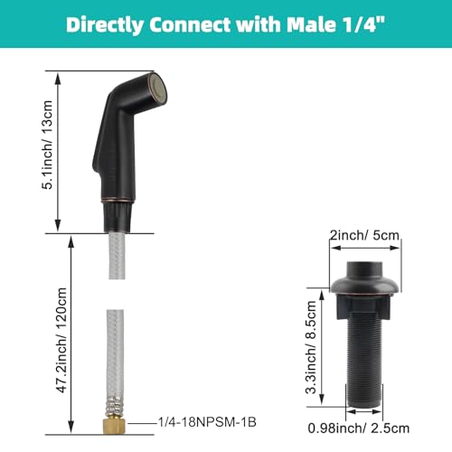 Universal Fit Kitchen Faucet Sprayer Attachment/Hose/Holder Set Compatible with Moen/Delta Faucet Sprayer Replacement, Kitchen Sink Side Sprayer Head, Oil Rubbed Bronze - color: Oil Rubbed Bronze