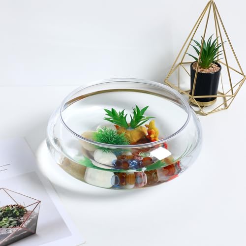 SEWACC Clear Fish Bowl Vase Bubble Bowl Transparent Aquarium Tank, Betta and Goldfish Tank, Desktop Office Decor, 2800ml, Plastic, 9.52 x 9.52 x 3.93 Inch