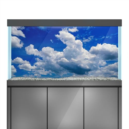 Aquarium Background Stickers - Sky Cloud Blue White - Fish Tank Reptile Terrarium Decor Poster (80 x 40 cm / (31.4 x 15.7 inches)) - size: 80 x 40 cm / (31.4 x 15.7 inches)