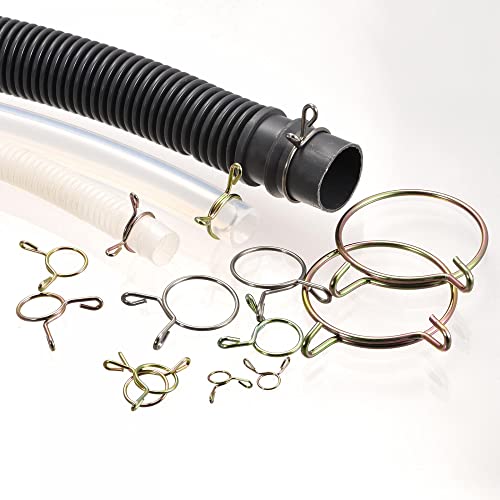 uxcell Fuel Line Hose Clips, 20pcs 5mm ID Fit 6-6.5mm OD Hose 304 Stainless Steel Water Pipe Air Tubing Spring Hose Clamps for Motorcycle Scooter - size: 5mm
