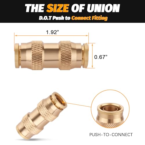 1/2" Air Brake Line Fitting, (Half an inch) DOT Brass Push in Fitting, Push to Connect Union Fittings Air Brake Union 1/2" Tube OD for Trucks Trailers andIndustrial Use (4 Pack) - color: 4PCS DOT Push-to-Connect, size: 1/2" Od