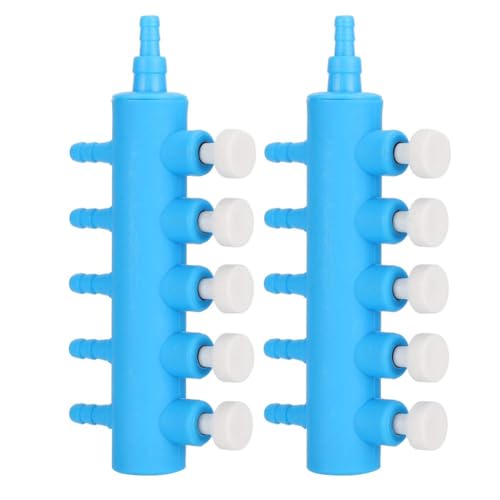 Fishtank Air Splitter, 2pcs Aquarium Air Flowing Control Lever Valve Pipe Distributor Aquarium Oxygen Pump Adapter Accessory Air Flow Splitter Pump Lever Control Valve for Aquarium Fish Tank(5 Way)