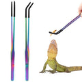 OLIISS Stainless Steel Reptile Feeding Tongs with Rubber Tip - 10.6" Straight & Curved Tweezers for Aquariums & Crafts - Feeder Tools for Bearded Dragons & Lizards - Terrarium Tank Supplies - 2 Pack - size: 10.6 Inch