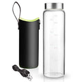 Sursip 32 oz Glass Water Bottle - Nylon Bottle Protection Sleeves, Stainless steel Lid, And 1L Time Marked Measurements, Reusable, Eco-Friendly, Safe for Hot Liquids Tea Coffee Daily - color: Wide-Black