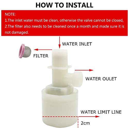 Water Float Valve, Water Level Control Water Tank Traditional Float Valve Upgrade 2 PCS (1/2", up inlet) - color: up inlet, size: 1/2" to 1/2"