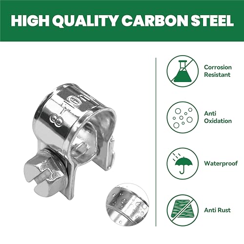 1/8" Mini Fuel Injection Hose Clamps, 20PCS Gas Line Hose Clamp, Adjustable Pipe Hose Clip Tube Clamps for Automotive,Agriculture,Plumbing, 5/16"-13/32" Dia - size: 5/16"-13/32" (8-10mm)