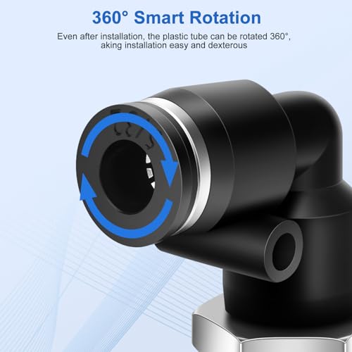 12 Pcs Push to Connect Fittings 5/32 Inch Tube OD x 1/4 Inch NPT Thread Pneumatic Male Straight and Elbow Quick Connect Air line fittings - size: 5/32"OD x 1/4"NPT