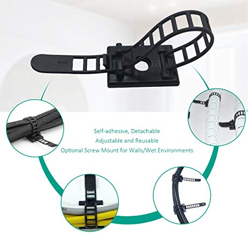 1000 Pieces Cable Management Desk Cord Organizer Cable Ties Wire Fasteners Clips - size: 1000 Pieces