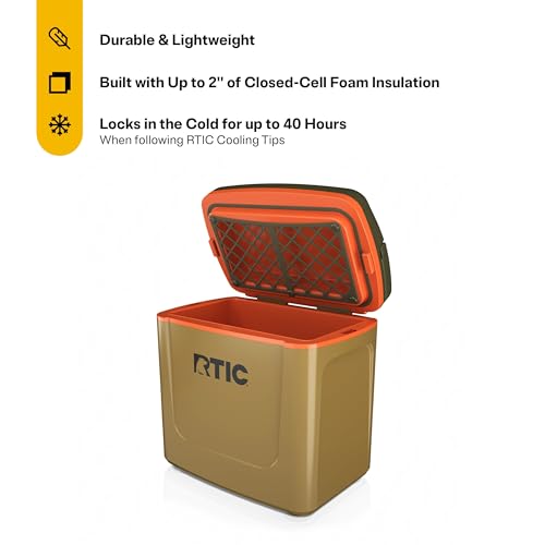 RTIC 8 QT Road Trip Personal Cooler, Small, Compact, Insulated, Portable Ice Chest Box for Food, Drink, Beverage, Beach, Camping, Picnic, Fishing, Boat, 12-Can Capacity - color: Trailblazer