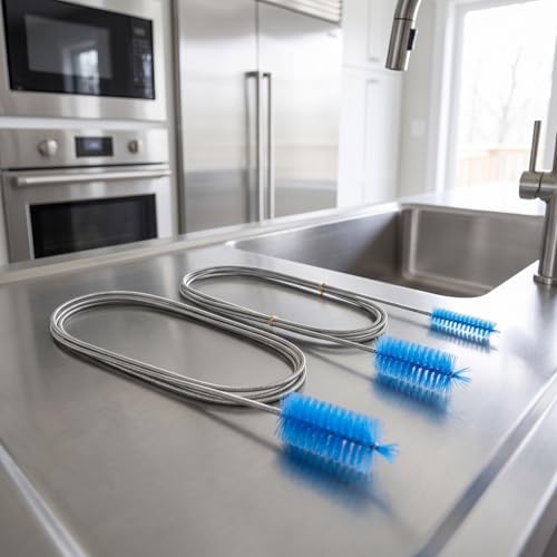 ABOOFAN 2pcs Flexible Aquarium Cleaning Brush, 65 Inch Double Head Long Hose Pipe Cleaner for Lab, Fish Tank, Aquarium Filter