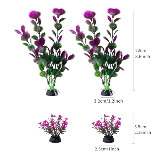 COMSUN 25 Pack Artificial Aquarium Plants, Small Size 4 inch Approximate Height Fish Tank Decorations Home Décor Plastic Light Purple - color: Light Purple