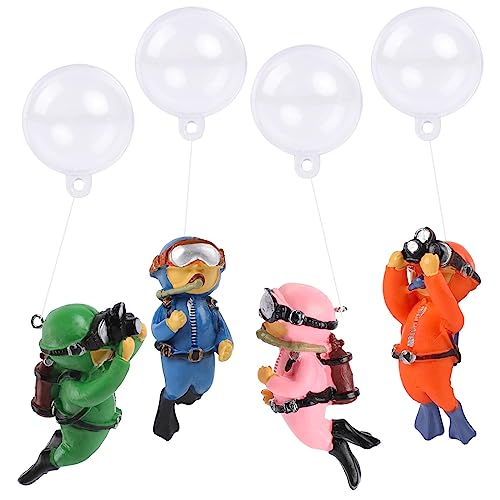 KALIONE Floating Fish Tank Decorations - Cute Little Diver Toys for Aquarium Decor - 4 Pack Ornaments Accessories