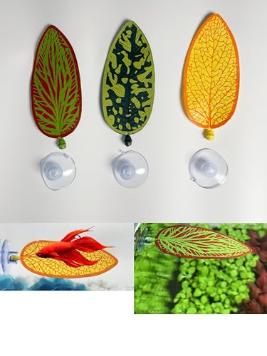HTONG 3 Pcs Artificial Plant Leaf Betta Hammock Fish Rest Bed Aquariums Supply Leaves (Yellow.) - color: Yellow.