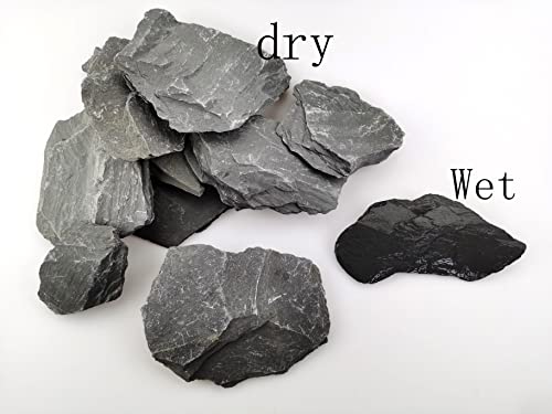 Voulosimi Natural Slate Rocks PH Neutral Stone Perfect Rocks for Aquariums, Landscaping Model,Tank Decoration,Amphibian Enclosures (7.5 LB, 5-7 inch) - color: 7.5 LB, size: 5-7 inch