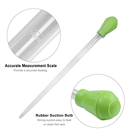 18.7in Long Turkey Baster for Aquarium, 50ml Long Pipette for Fish Tank Coral Food Feeder Syringe Aquarium Water Changer Siphon for Marine Fish Reef Aquatic Plant Spider, Green - color: Green, size: Long Syringe
