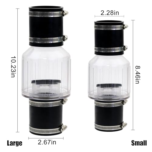 2 Inch Sump Pump Check Valve for Condensate and Sewage Pipes,Silent Check Valve for Backflow Prevention,Loaded Flapper, One-Way Drain Valve,Includes Steel Clamps Fits 2" Schedule 40 Pipe