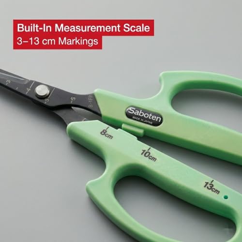 Saboten Fluorine Coated Straight Blade Trimming Scissors Green PT-1 160mm Precision Gardening Bonsai and Floral Shears Made in Japan - color: Green, size: Non-Stick Straight Blade