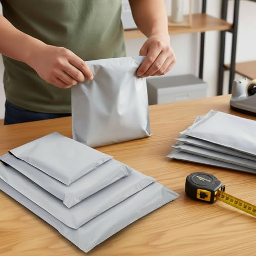 ZAVOOS 200 Pieces Poly Mailers, Strong Adhesive Plastic Shipping Bags for Small Business, Waterproof Tear-Resistant White Mailing Envelopes for Packaging Clothing, Books, 4 Assorted Sizes