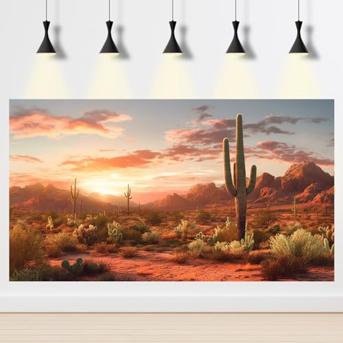 Desert Reptile Tank Backdrop Sunset Desert Landscape Saguaro Cactus Gobi Plants Terrarium Background Sunset Sky Rugged Terrain Desert Landscape Aquarium Tank Background 48x18in - color: Desert Khaki, size: 48(W)x18(H)inches/ 120(W)*45cm(H)