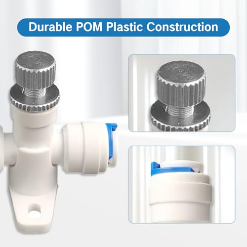 Needle Valve 1/4" Water Flow Control Regulator Pressure Reducer Restrictor Hose Meter Regulator for RO Filter System Adjustable Waterflow Speed Controller Connector Fitting