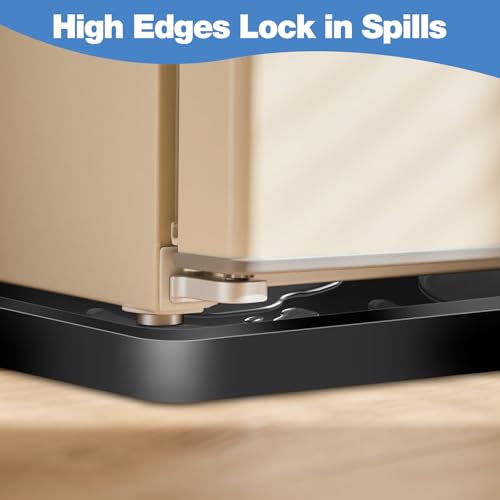 ToLanbbt 2P Mini Fridge Silicone Mat, 24" x 24" x 0.8" Mini Fridge Drip Tray Under Refrigerator Mat Carpet Floor Protector, Leak-Resistant Portable AC Pan for Washing Machine Dishwasher Dryers, Black - color: Black, size: 24"x24"x0.8"-2P