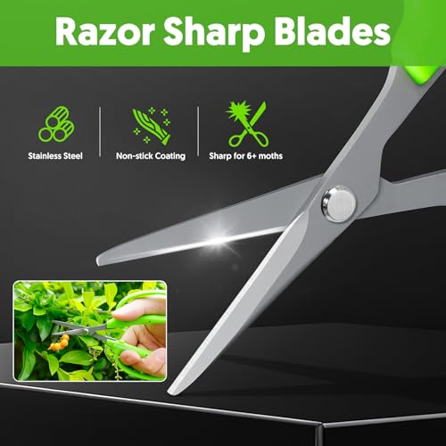 Garden Scissors Small Pruning Shears Gardening Snips Non-Stick Coating Sharp Steel Blade for Precise Cutters Bonsai Trimmer for Plants Flower Herb - style: Straight Blade
