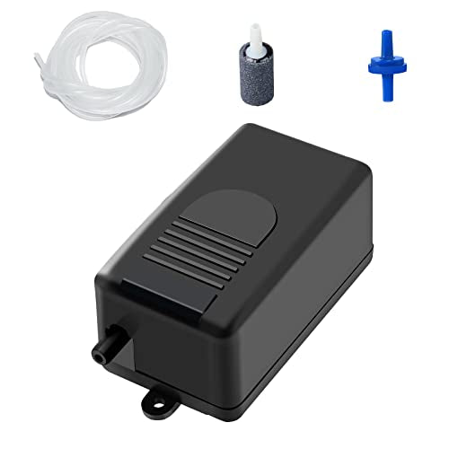 AQUANEAT Aquarium Air Pump for Small Fish Tank up to 10 Gallon, 50 GPH Hydroponic Oxygen Aerator, with Airline Tubing, Air Stone Bubbler, Check Valve