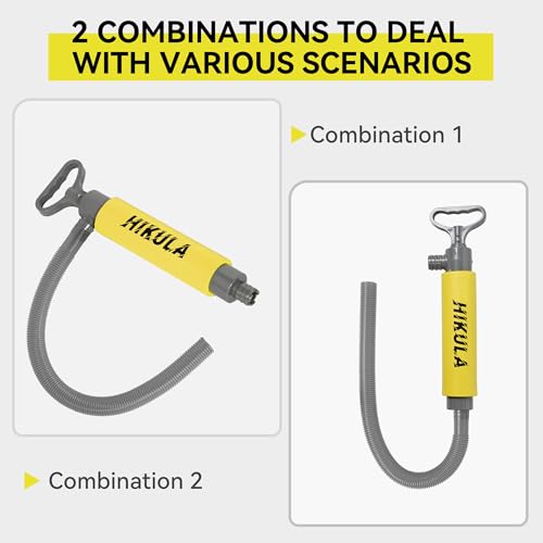Manual Bilge Pump for Boats Kayak Canoe - Portable Siphon Pump, Kayak Bailer with Reversible Hose, Kayak Bilge Pump Medium/ 17 Inch, Yellow - color: Yellow, size: Medium