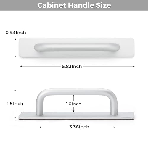 2 Pack Adhesive Handles Self Stick Instant Cabinet Handles 5.83" Stick on Cabinet Handles Drawer Push Pull Handles Helper Sliding Screen Door Handles for Sliding Closet Window Wardrobe - Silver - color: Silver, size: 5.83 In Length