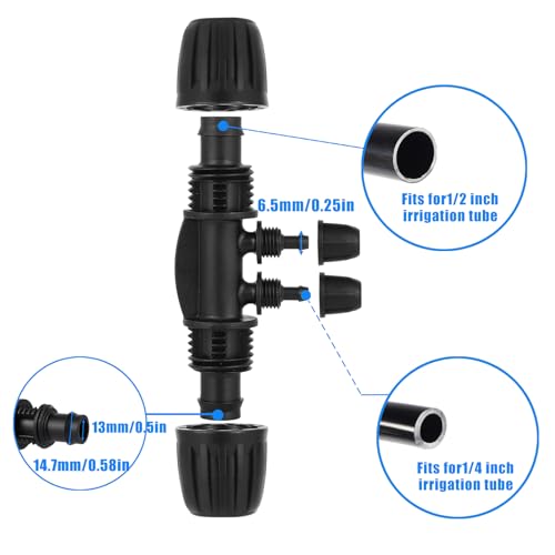 1/2 Inch to 1/4 Inch Tubing Irrigation Fittings for (1/2'' ID x 0.60''-0.63'' OD) 16mm Drip Tubing,Locked Barbed Tee Connectors (10 Pcs Barbed Tee 4-Way) - size: 10 Pcs 1/2 to 1/4 Inch Locked Barbed 4-Way
