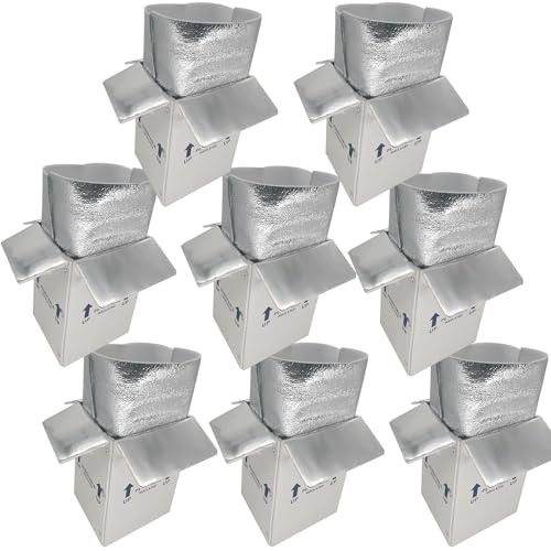 Insulated Shipping Boxes with Liners, 8 Pack 7'' x 6'' x 10'' Small Cold Shipping Boxes, for Perishable Frozen Food Shipping, White (TB7610L-8) - size: 7x6x10'', style: 8 Pack