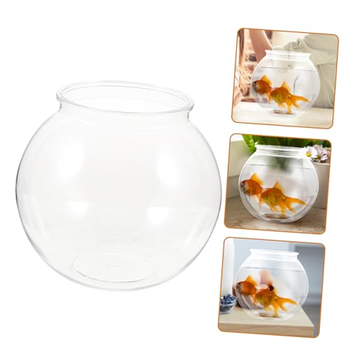 TOYANDONA Transparent Plastic Fish Tank Round Drop Goldfish Bowl with Opening for Easy Cleaning Desktop Globe Container for Home Decor and Aquatic Plants