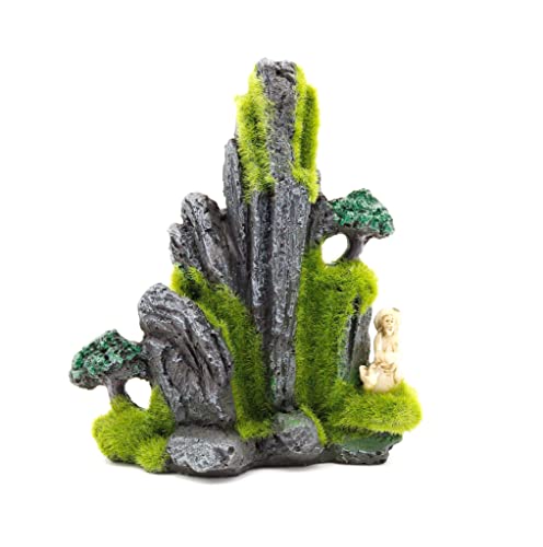 NW Wholesaler 6 Inch Mossy Mountain Fish Tank Decoration - Aquarium Fish Habitat Accessory for Freshwater and Salt Water Fish Tanks - style: Mudman Mountain