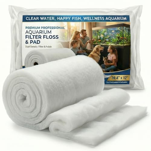 Aquarium Filter Pad 39.4 x 11.8in, Aquarium Filter Floss, Aquarium Filter Media for Crystal Clear Water, Fish Tank, Ponds & Garden, Cut to Fit for Sump & Canister Filters