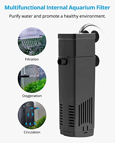 NICREW Aquarium Internal Filter, Submersible Power Filter with Multiple Function for Fish Tanks 2 to 5 Gallon, 40 GPH, 3.5W - size: Magi mini: 2 - 5 gal