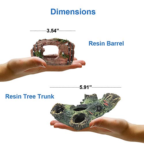 Aquarium Decorations Set, Fish Tank Decor with Artificial Plants and Resin Ornaments, Betta Fish Tank Accessories for Small Tanks, Soft Safe Plastic Plants with Hideout Cave Décor(Ornaments set #2)