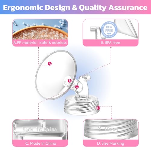 Pump Parts Compatible with Spectra S2 S1 9 Plus SG for Spectra Breast Pump Parts Replacement Kit Accessory 24mm Flange Duckbill Valve Tubing Bottle Connector Backflow Protector