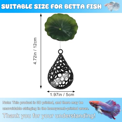 Floating Betta Leaf Hammock with Lily Pad – 3D Printed PLA Aquarium Pod Cave – Resting Hideaway for Betta Fish & Shrimp – Calm Floating Shelter – Black Pod with Green Plastic Water Lily - style: Lotus Leaf