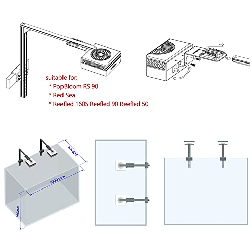 PopBloom Universal Arm kit for RL90/RL115 WiFi & APP Programmable LED Reef Aquarium Light (RL115 Universal Arm kit)