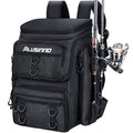 PLUSINNO Fishing Tackle Backpack with Rod Holders，42L Water-resistant Fishing Bag Store Fishing Gear,Fishing Gifts For Men. - color: Black With Box